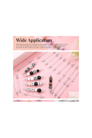 Gatherco 24 Parça Boncuklu Anahtarlıklar Toplu Boş Kendin Yap Metal Kalp Şeklinde Boncuklu Anahtarlık Çıkarılabilir Anahtarlık Yapımı Aksesuarları