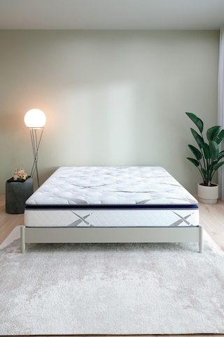 Aksviva Aqualis Çift Kişilik Pedli Paket Yaylı Yatak 30 Cm BEYAZ