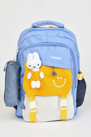 Ayıcık Detaylı Renkli Okul Çantası Mavi Bebe Mavi