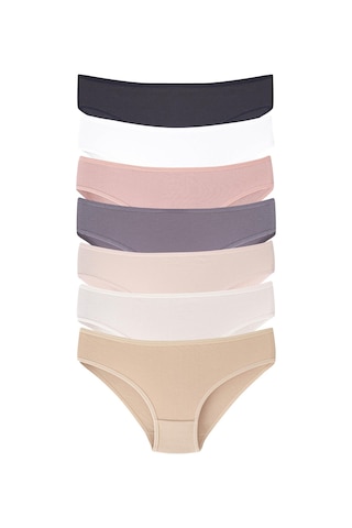 Kadın Düz Renkli Külot 7'li Paket Pamuklu Likralı Esnek Ve Yumuşak Kumaş Kahve