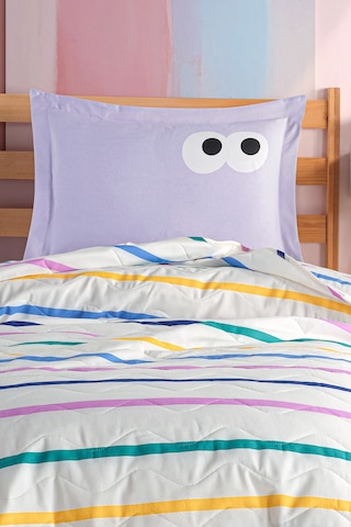 Eponj Home Kapitone Yatak Örtüsü Seti Tek Kişilik Funny Lila Lila
