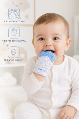 Babyjem Bebek Diş Kaşıyıcı Eldiveni Kelebek Mavi
