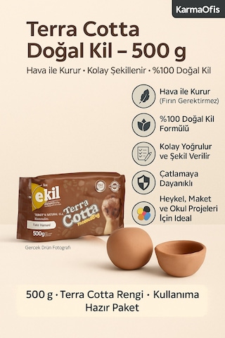 Terra Cotta Doğal Kil Hamuru 500 G Hava İle Kuruyan Seramik Hamur El Sanatları, Dekor, Modelleme 500 Gr