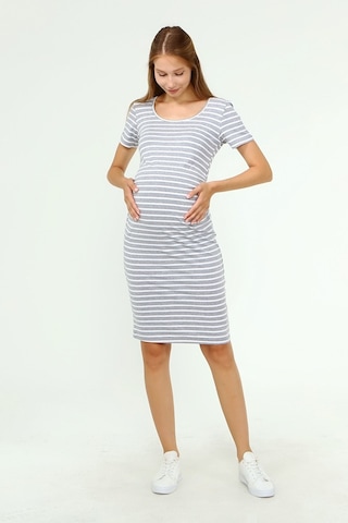 Luvmabelly Myra5331 - Hamile Elbisesi Çizgili - Gri-gri