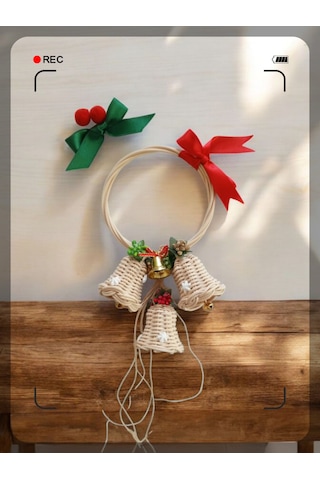 Bambu 3'lü Çan Kapı Çelengi Noel Temalı 23 13 Cm