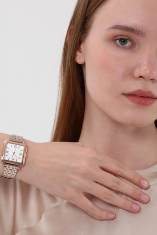 Daisy Rose Gümüş Kordon Kare Kasa Roma Rakam Kadın Kol Saat Rose Gold