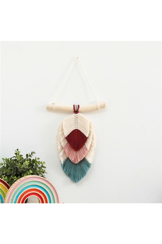 Suntek Magideal Makrome Duvar Asılı Goblen Fringe Kırmızı-pembe-25x30cm