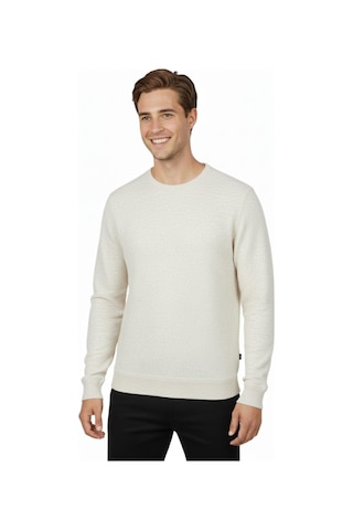 Erkek Sıfır Yaka Petek Doku Regular Fit Sweatshirt Bgl-st04950 Ekru