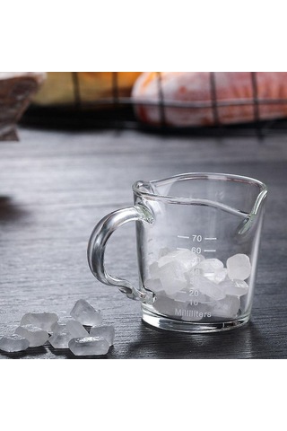 Ev Ve Mutfak İçin Isıya Dayanıklı Çift Ağızlı Cam Kahve Ölçü Kabı