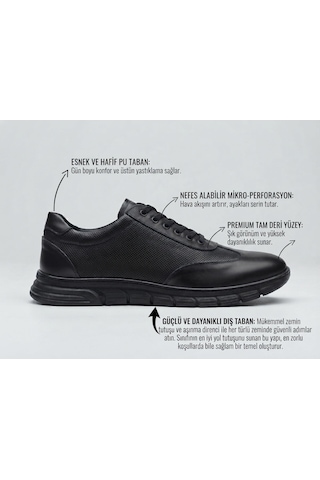 Growish Gd0135 İç Dış Hakiki Deri Büyük Numara 45 46 47 Numara Kaydırmaz Güçlü Taban Ekonomik Siyah Günlük Sneaker Erkek Ayakkabı Siyah Güçlü Taban