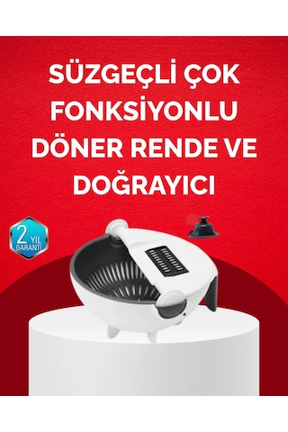 Döner Mekanizmalı Sebze Doğrayıcı Hazneli Rende Beyaz