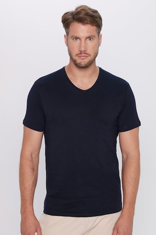 Tudors Erkek Slim Fit Dar Kesim %100 Pamuk Yumuşak Dokulu Lacivert V Yaka Tişört-32121 Lacivert