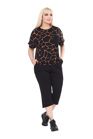 Melsay Butik Siyah Taş Desen Çapraz Cep Detaylı Kapri Takım Siyah