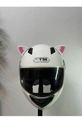 Motor & Motosiklet Pembe Desenli Kedi Kulak Kask Dış Aksesuarı Diğer