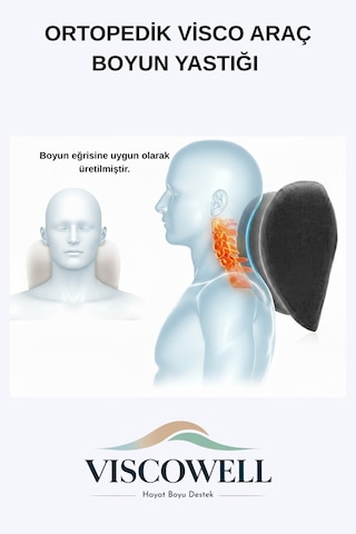 Visco İkili Araç Başlıkları Araç Boyun Yastığı Ortopedik Oto Koltuk Boyun Desteği Siyah Siyah
