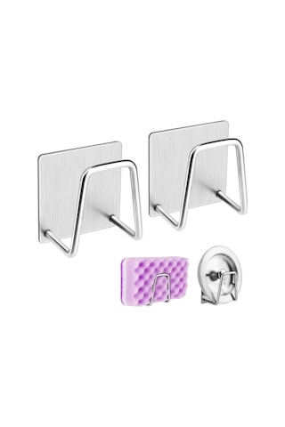 2'li Paket Cilalı Lavabo Tutucu Kendinden Yapışkanlı Süngerlik Düzenleyici Mutfak Aksesuarları İçin Diğer