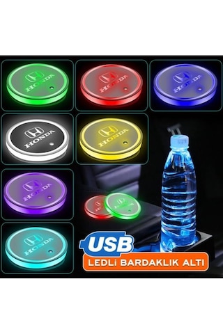 OtoÇizgi Honda Uyumlu Ledli Bardaklık Altı Usb Şarjlı 2 Adet N11.1804 OtoÇizgi