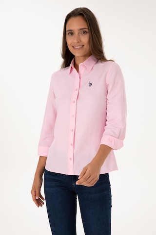 U.S. Polo Assn. Kadın Pembe Uzun Kollu Basic Gömlek 50316711-VR041