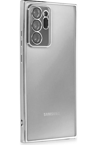 Cosmotex Newface Samsung Galaxy Note 20 Ultra Kılıf Razer Lensli Silikon - Gümüş