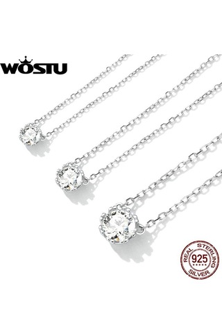 Wostu Muhteşem Parlak Gerdanlık 100% 925 Ayar Gümüş Geometrik Kesim Köpüklü Zirkon Kolye Kolye Düğün Takısı, Seçenekler: 0.4cm