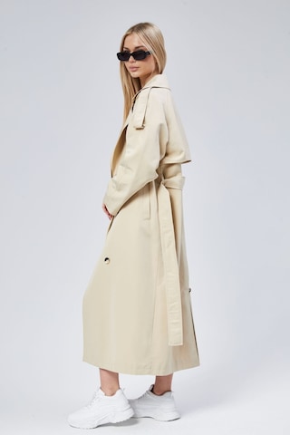 Kadın Oversize Astarlı Uzun Trençkot Vizon