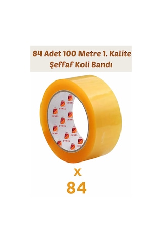 84 Adet 100 Metre Hotmelt Koli Bandı 1. Kalite Şeffaf Renkli, Güçlü Yapışkan, Kağıda Yapışır 84 Adet