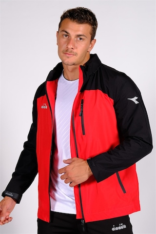 Diadora Elite - Erkek Siyah-Kırmızı Su Geçirmez Spor Yağmurluk Kırmızı