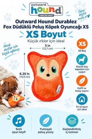 Outward Hound Durablex Fox Düdüklü Peluş Köpek Oyuncağı Xs