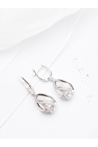 Brezza Lusso Jewelry 925 Ayar Gümüş Doğal Hakiki İnci Kadın Küpe