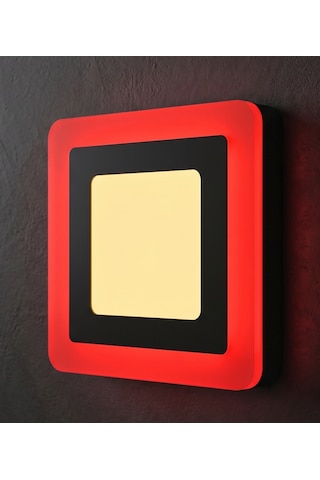 Kare Sıva Üstü Led Spot Armatür 9 Watt Çift Renk Üç Kademe Kırmızı Günışığı Gece Lambası