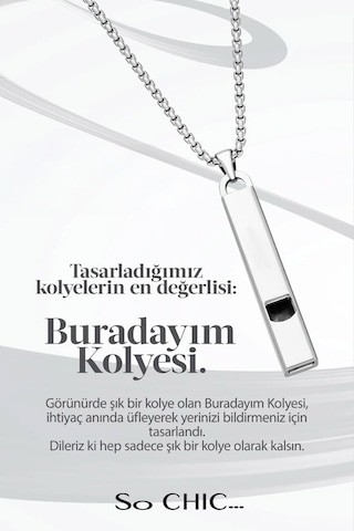 So Chic... Çelik Buradayım Kolyesi Gri