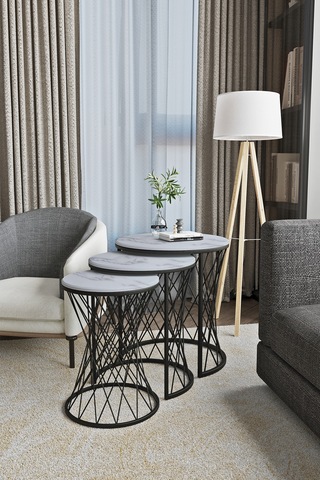 Emga Home Zenith Zigon Sehpa - Beyaz Mermer Beyaz Mermer