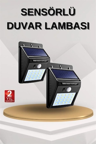Solar Sensörlü Duvar Lambası Bahçe Lamba 20 Led Işık 06979701