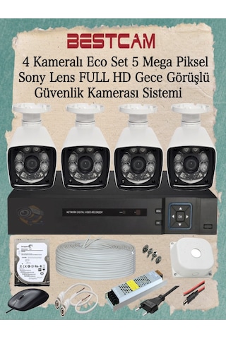 4 Kameralı Eco Set 5 Mp Sony Lensli Full Hd Gece Görüşlü Set 4 Kameralı Eco Set 5 Mp Sony Lensli Full Hd Gece Görüşlü Set