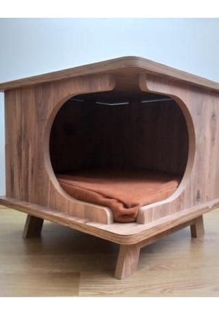 Dekoratif Ahşap Kedi Evi Ve Yan Sehpa