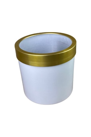 Cihan Çiçekçilik Gold Kemerli 30x30 Beyaz Saksı Çok Renkli