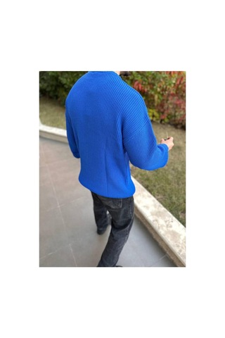 Elku Moda Kazak Oversize Çift Kat Örme Naturel Pamuk Bisiklet Yaka Bol Kesim Tüylenmeyen Salaş Örme Triko Açık Bej