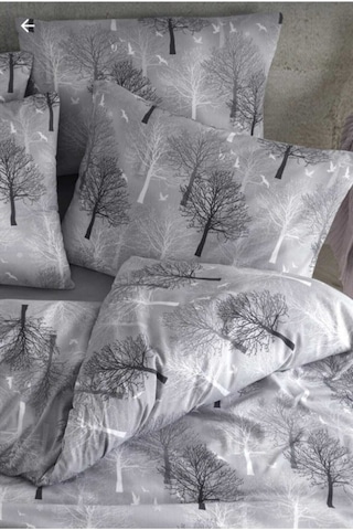 Cotton Gri Ağaç Tek Kişilik Nevresim Seti