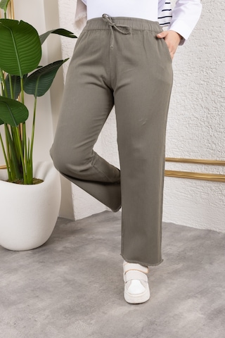 Beli Lastikli Keten Pantolon - Haki / A0104 Haki