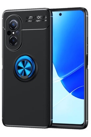 Huawei Nova 9 Se Kılıf Yüzüğü Stant Ve Araç Tutucu Olabilen Şık Esnek Premium Silikon Kapak Ryc/ravel Siyah - Mavi