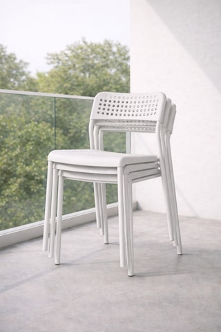 Minderli Bahçe Takımı - 3'lü Balkon Masa Sandalye - Bahçe Mobilyası - Yemek Masası Beyaz