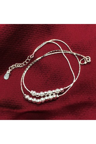 Sones Basit Moda Buzlu Boncuk Kişilik Gümüş Kaplama Bileklik Gümüş