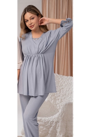 Bone Club Bone 5818 Sabahlıklı 3 Lü Hamile Lohusa Pijama Takımı Havacı Mavi