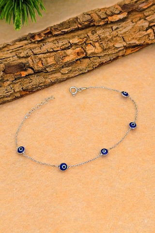 Silvera Telkari Kadın Nazar Boncuklu Gümüş Bileklik Tek Zincirli Gümüş Bileklik 925 Ayar St377 Gümüş