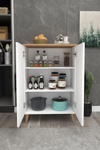 Pegasus 3 Raflı 2 Kapaklı Çok Amaçlı Dolap Mutfak Banyo Balkon Erzak Killer Dolabı Çam-beyaz