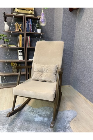 Asedia Trend Ceviz Krem Sallanan Sandalye Koltuk