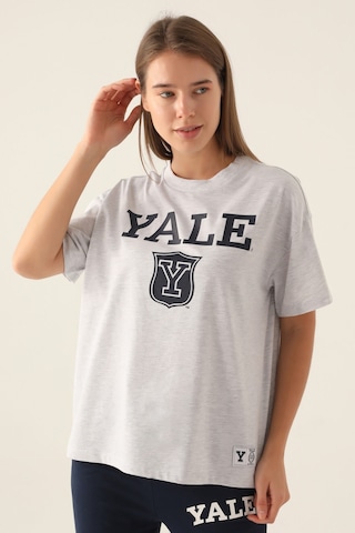 Yale Emblem Kar Melanj Kadın T-shirt 5274-42818 Kar Melanj