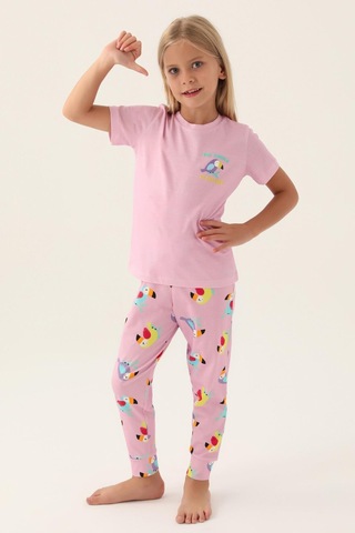 Roly Poly 3403 Jungle Kız Çocuk Pijama Takımı Pembe