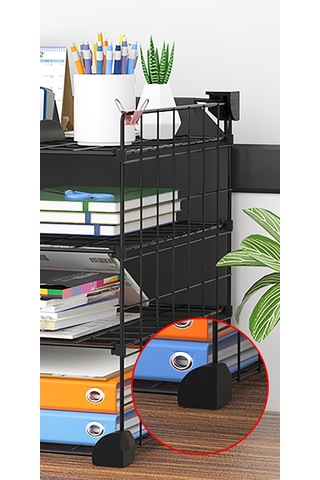 Aparatlı 3 Katlı Çelik Duvar Rafı - Dayanıklı Ve Ayarlanabilir Tel Tasarım Siyah