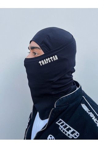 Siyah Kar Maskesi Yazı Baskılı Reflektör Balaclava-balaklava-bere-boyunluk-maske Model 2
